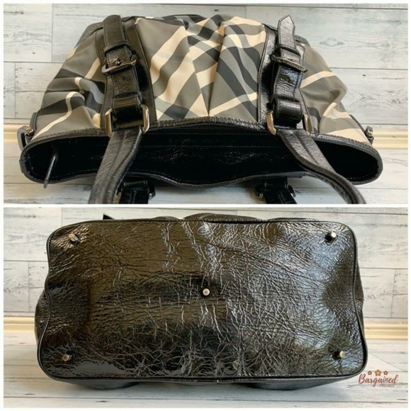 Burberry Black & White Nylon Leather Tote - Picture 4 of 5